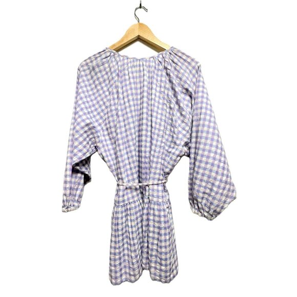 L*Space Vida Mini Dress Size XS Purple Park Slope Gingham Button-Up Swim Coverup - Picture 9 of 16